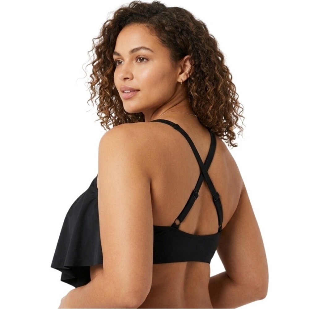 Torrid Flounce Bikini‎ Top Womens 0 Black Size 12 Large Summer Style Vacay Beach